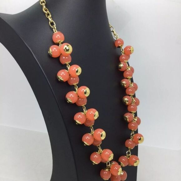 J. Crew Goldtone Pink Cluster Beads Necklace 24" NWOT - Picture 4 of 5
